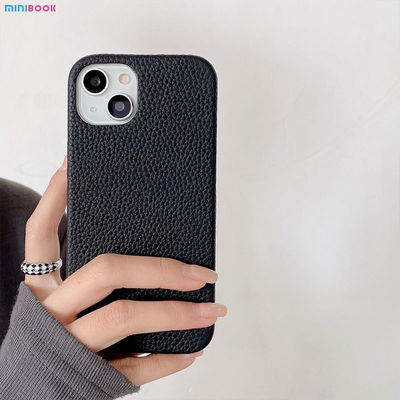 Pebble Leather Phone Back Cover Customized Luxury Litchi Leather Case for Phone 13 14
