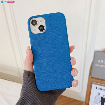 Pebble Leather Phone Back Cover Customized Luxury Litchi Leather Case for Phone 13 14