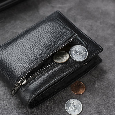 Men's Genuine Leather Wallet Ultra-Thin Anti-Theft Brush Wallet for Business Advantage