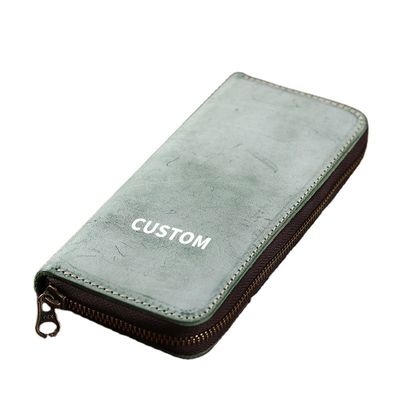 Handmade Genuine Leather First Layer Vegetable Tanned Long Wallet Custom Logo for Men