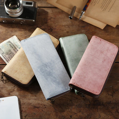 Handmade Genuine Leather First Layer Vegetable Tanned Long Wallet Custom Logo for Men