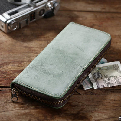 Handmade Genuine Leather First Layer Vegetable Tanned Long Wallet Custom Logo for Men