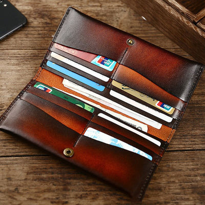 Anti-Theft Cowhide Japanese and Korean Trendy Long Wallet in First Layer Leather