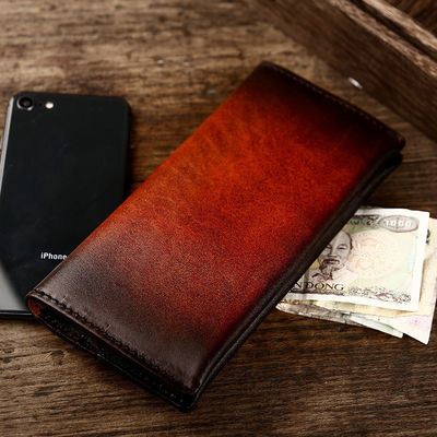 Anti-Theft Cowhide Japanese and Korean Trendy Long Wallet in First Layer Leather