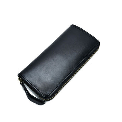 Vegetable Tanned Cowhide Long Wallet Handmade Cai Cloth Retro Business Handbag for Men
