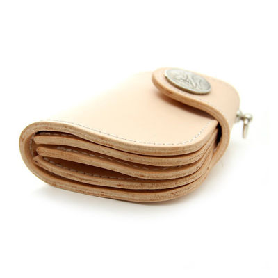 Handmade Wealth Cloth Short Wallet for Women in First Layer Vegetable Tanned Cowhide