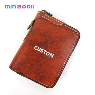 Others Pattern Type Simple Men's Wealth Cloth Wallet with Vegetable Tanned Leather