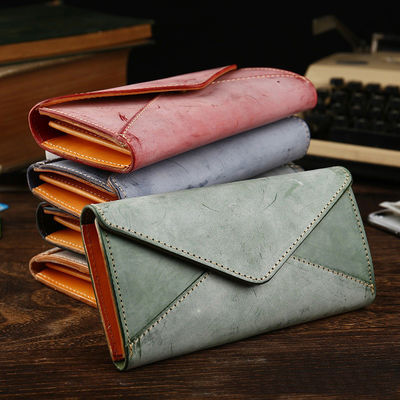 Caibu Large-Capacity Matte Wax Horse Leather Horse Bridle Leather Long Wallet for Women