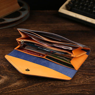 Caibu Large-Capacity Matte Wax Horse Leather Horse Bridle Leather Long Wallet for Women