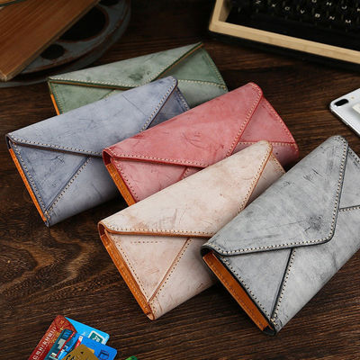 Caibu Large-Capacity Matte Wax Horse Leather Horse Bridle Leather Long Wallet for Women