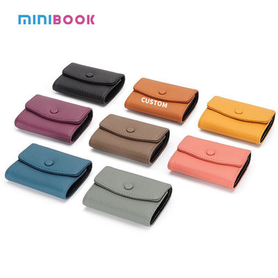 Stylish First-Layer Cowhide Short Accordion Card Holder with Genuine Leather Coin Purse