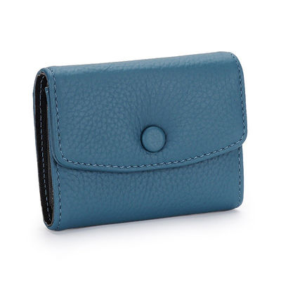 Stylish First-Layer Cowhide Short Accordion Card Holder with Genuine Leather Coin Purse