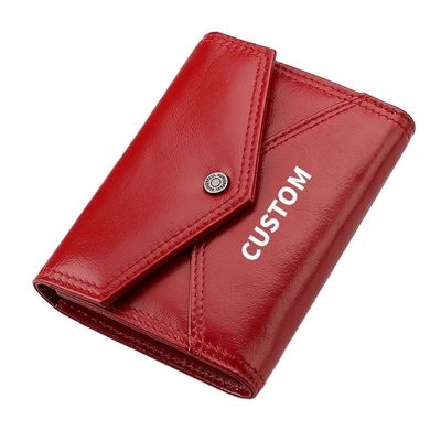 Open Closure First Layer Cowhide Buckle RFID Genuine Leather Women's Small Coin Purse