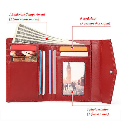 Open Closure First Layer Cowhide Buckle RFID Genuine Leather Women's Small Coin Purse