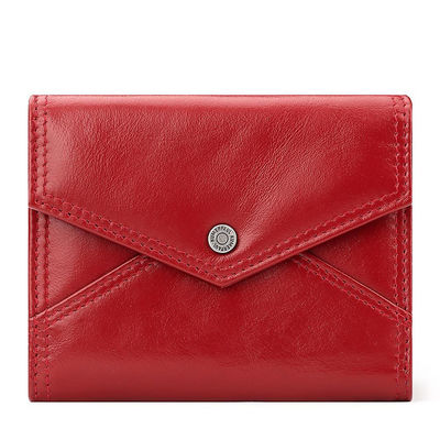Open Closure First Layer Cowhide Buckle RFID Genuine Leather Women's Small Coin Purse