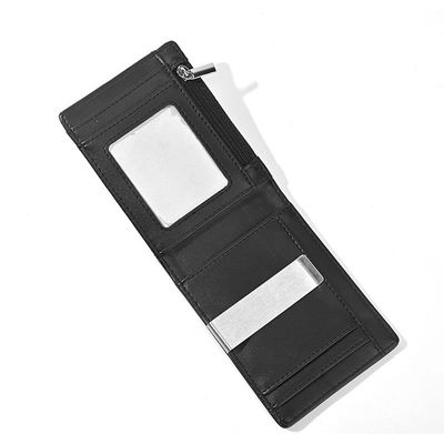 Short Genuine Leather Wallets Mens RFID Blocking Money Clips Wallet Short Wallet Length