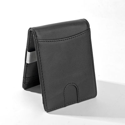Short Genuine Leather Wallets Mens RFID Blocking Money Clips Wallet Short Wallet Length