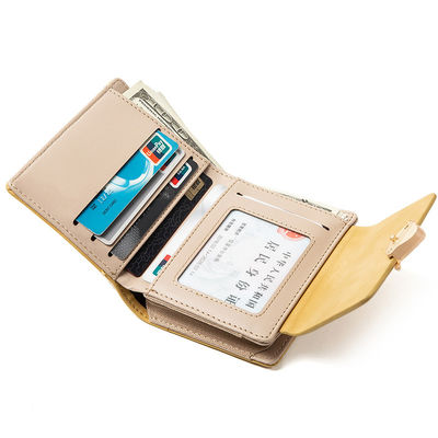 Custom Logo PU Leaf Buckle Zipper Folding Student Coin Purse for Simple and Practical