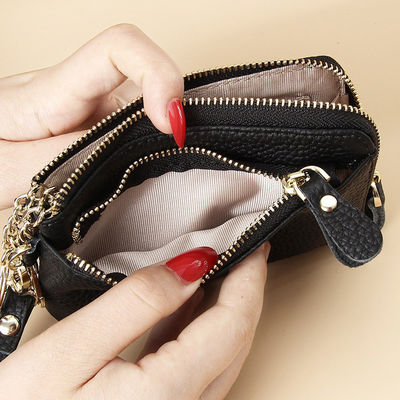 Availiable Sample Leather Women's Coin Purse with Zipper Closure