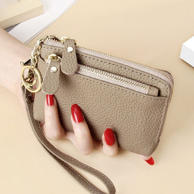 Availiable Sample Leather Women's Coin Purse with Zipper Closure