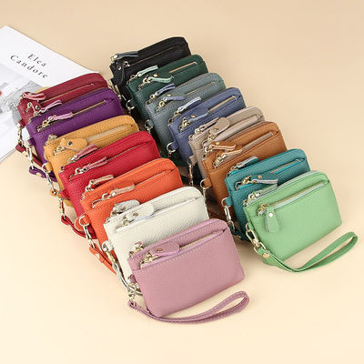 Availiable Sample Leather Women's Coin Purse with Zipper Closure