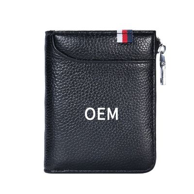 Short Genuine Leather Men Wallet With Card Holder Zipper Purse Casual Standard Wallets
