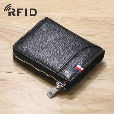 Short Genuine Leather Men Wallet With Card Holder Zipper Purse Casual Standard Wallets