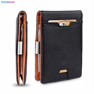 GENUINE LEATHER Men Front Pocket Wallet with Bifold Money Clip and Solid Pattern Type