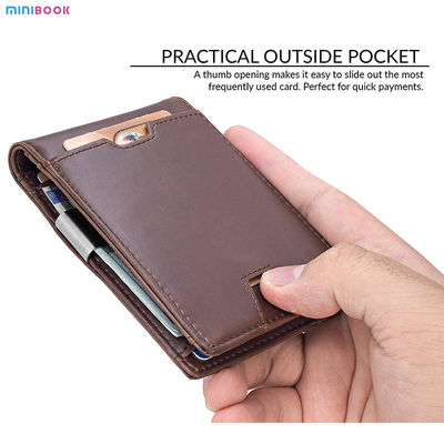 GENUINE LEATHER Men Front Pocket Wallet with Bifold Money Clip and Solid Pattern Type