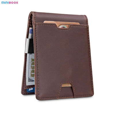 GENUINE LEATHER Men Front Pocket Wallet with Bifold Money Clip and Solid Pattern Type