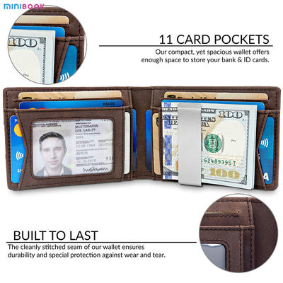 GENUINE LEATHER Men Front Pocket Wallet with Bifold Money Clip and Solid Pattern Type