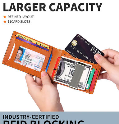 2023 Edition GENUINE LEATHER Bifold Wallet Custom Front Pocket Card Holder for Men
