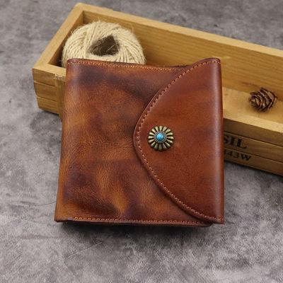 Three-Fold First-Layer Vegetable Tanned Leather Men's Wallet Japanese Style and Trendy