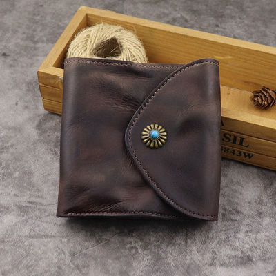 Three-Fold First-Layer Vegetable Tanned Leather Men's Wallet Japanese Style and Trendy