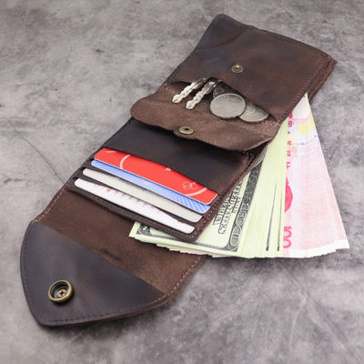 Three-Fold First-Layer Vegetable Tanned Leather Men's Wallet Japanese Style and Trendy