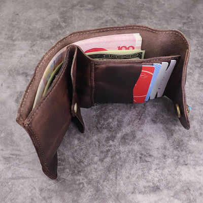 Three-Fold First-Layer Vegetable Tanned Leather Men's Wallet Japanese Style and Trendy