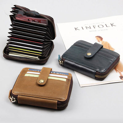 Genuine Leather Retro Card Holder Multi-Card Slot RFID Small Wallet for Men and Women