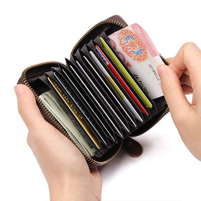 Genuine Leather Retro Card Holder Multi-Card Slot RFID Small Wallet for Men and Women