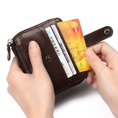 Genuine Leather Retro Card Holder Multi-Card Slot RFID Small Wallet for Men and Women
