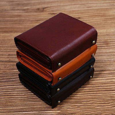 Custom Logo Avaliable Real Leather Minimalist Wallet for Men Short Card Holder Wallet With Coin Pocket