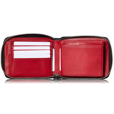 Multi-Card Pocket RFID Blocking Men's Wallet Fully Enclosed Zipper Real Cow Leather