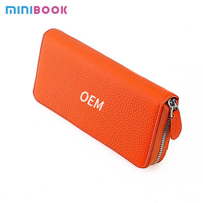Availiable Luxury Real Leather RFID Blocking Portable Logo Zipper Long Wallet for Man