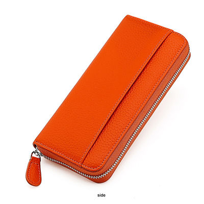 Availiable Luxury Real Leather RFID Blocking Portable Logo Zipper Long Wallet for Man