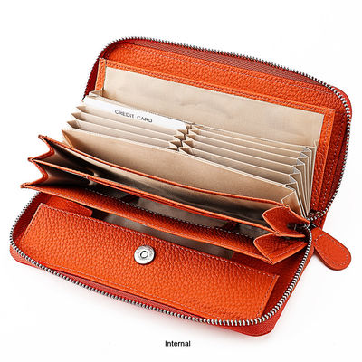 Availiable Luxury Real Leather RFID Blocking Portable Logo Zipper Long Wallet for Man