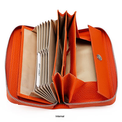 Availiable Luxury Real Leather RFID Blocking Portable Logo Zipper Long Wallet for Man