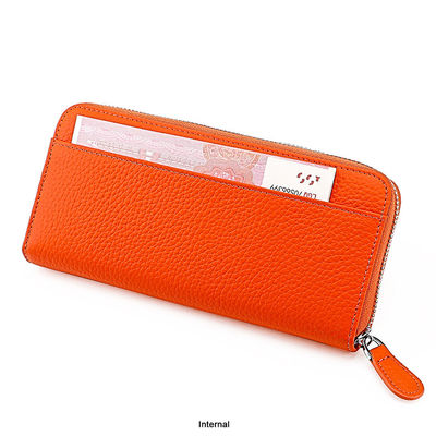 Availiable Luxury Real Leather RFID Blocking Portable Logo Zipper Long Wallet for Man