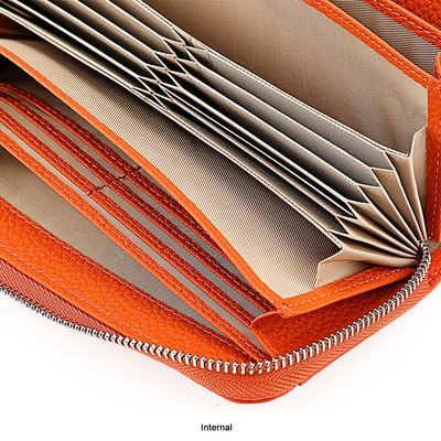 Availiable Luxury Real Leather RFID Blocking Portable Logo Zipper Long Wallet for Man