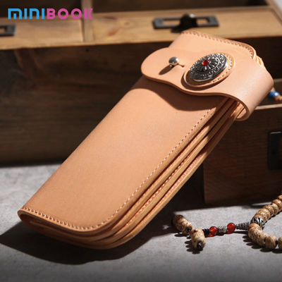 2023 Vintage Handmade Leather Long Wallet Genuine Cowhide Leather Japanese Style For Man