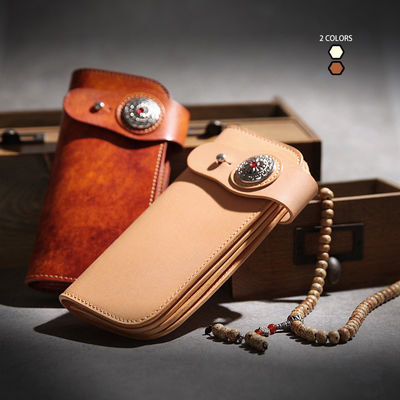 2023 Vintage Handmade Leather Long Wallet Genuine Cowhide Leather Japanese Style For Man