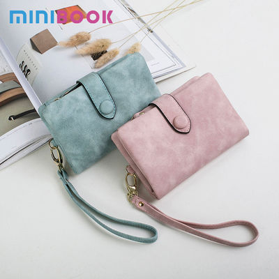Long Wallet for Women Colourful Lady Frosted Three Folds Wallet Kawaii Short Wallet